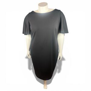 Calvin‎ Klein Dress Womens 16W Black Sheath Cape Sleeve Elegant Classic Cocktail